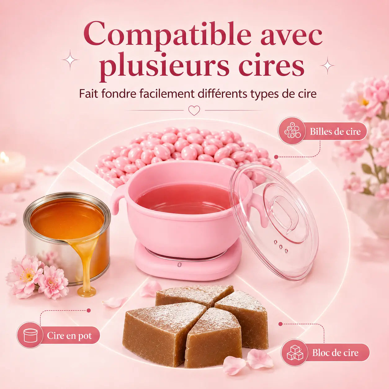 Pack Épilation Complet à la Maison – Chauffe-Cire + Cire + Bâtonnets