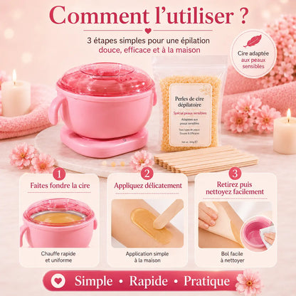 Pack Épilation Complet à la Maison – Chauffe-Cire + Cire + Bâtonnets