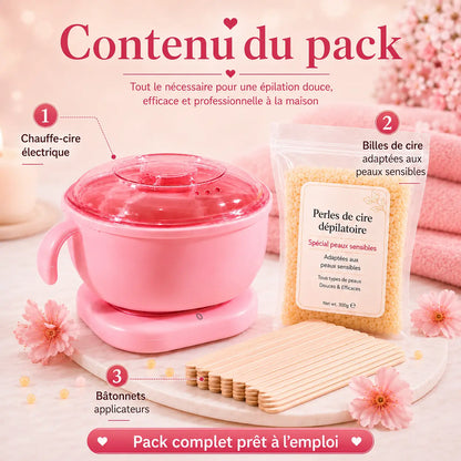 Pack Épilation Complet à la Maison – Chauffe-Cire + Cire + Bâtonnets