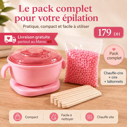 Pack Épilation Complet à la Maison – Chauffe-Cire + Cire + Bâtonnets