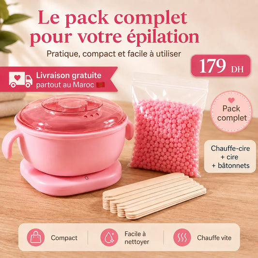 Pack Épilation Complet à la Maison – Chauffe-Cire + Cire + Bâtonnets